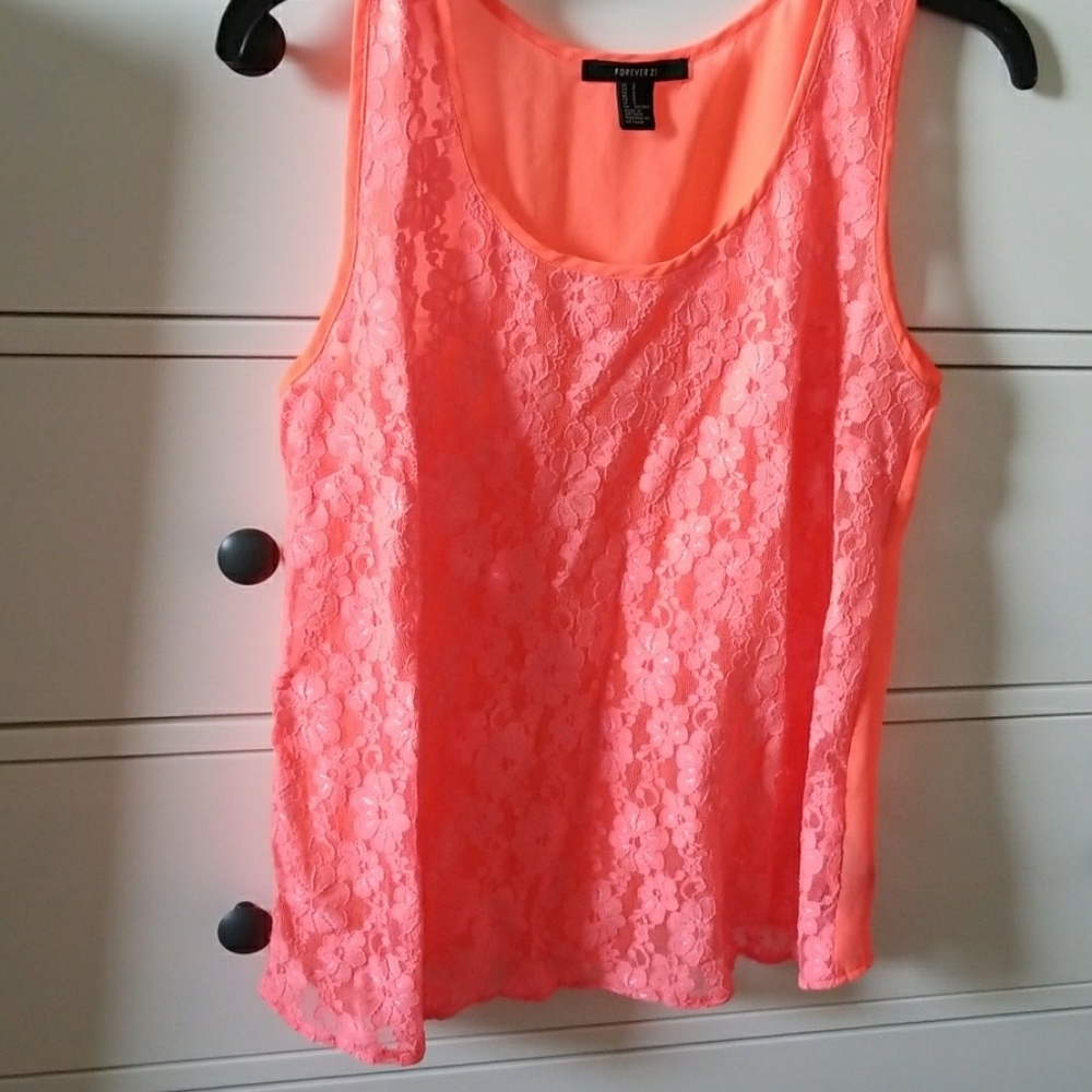 3 for $10 Forever21 neon coral lace top.